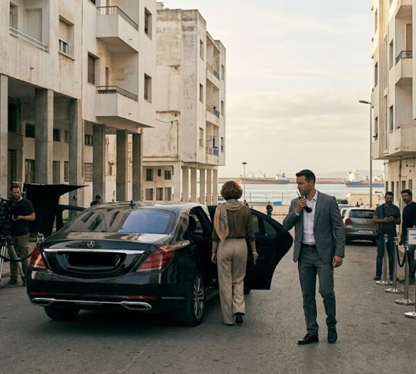 localizaciones para rodajes en Tánger: rodaje con perímetro controlado y seguridad VIP frente al Waterfront de arquitectura colonial.