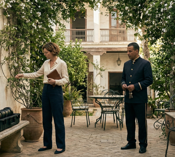búsqueda de localizaciones para rodajes en Tánger: scouting privado en una villa histórica del Marshan con acceso off-market.