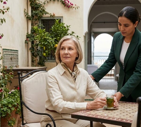 Viajeros senior en Tánger con acompañamiento discreto y asistencia premium en la medina.